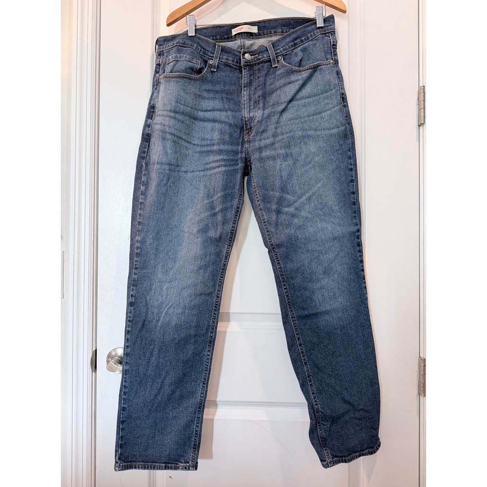 Levi Strauss Signature Mens Straight Leg Jeans Medium Wash Blue Denim